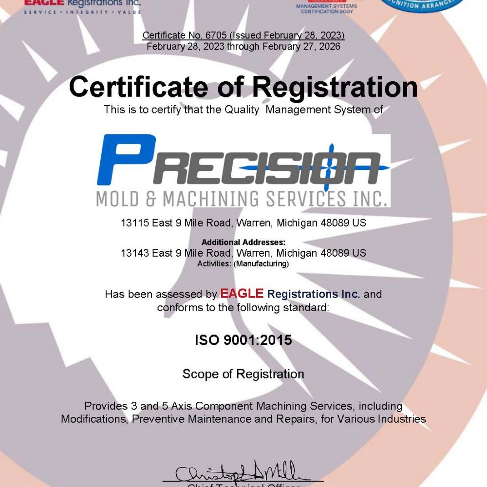 6705 Precision Mold Machining Services ISO 9001 Certificate Initial 2023 FINAL-2